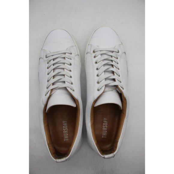 Thursday Everyday Shoes Men's Size 13 White Leather Low Top Sneakers - Picture 9 of 10